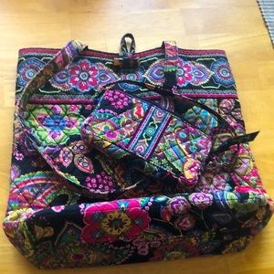 Vera Bradley Purse and Wallet Wristlet Set